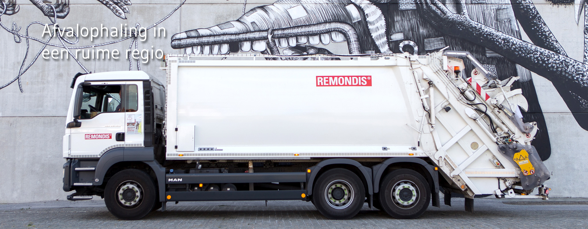 Vuilniswagen voor het ophalen van afval in rolcontainers